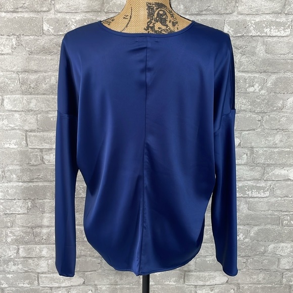 Stella & Dot Blue Satin Vneck Blouse - Picture 3 of 5